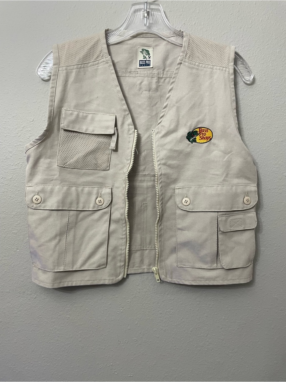 Bass Pro Shops Kids Khaki Utility Fishing Vest SZ 7 Unisex Outdoor Adventure - Picture 4 of 14